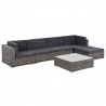 Set de muebles de jardín 6 pzas y cojines ratán sintético gris 1