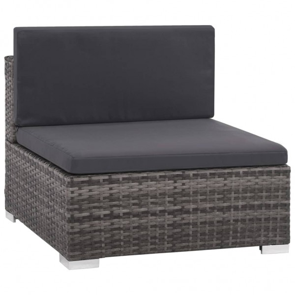 Set de muebles de jardín 6 pzas y cojines ratán sintético gris M 4