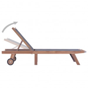 Tumbona plegable con ruedas teca maciza y textilene H