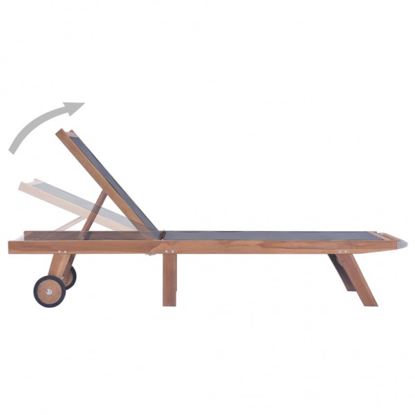 Tumbona plegable con ruedas teca maciza y textilene M 2