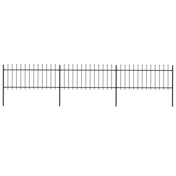 Valla de jardín con puntas de lanza acero negro 5.1x0.8 m D
