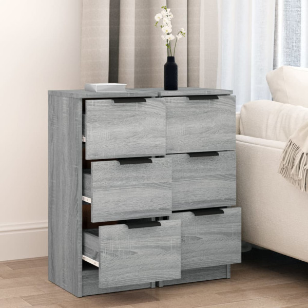 Aparadores 2 uds madera contrachapada gris Sonoma 30x30x70 cm M 3