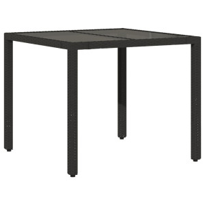 Mesa de jardim com tampo de vidro 90x90x75 cm vime PE preto H