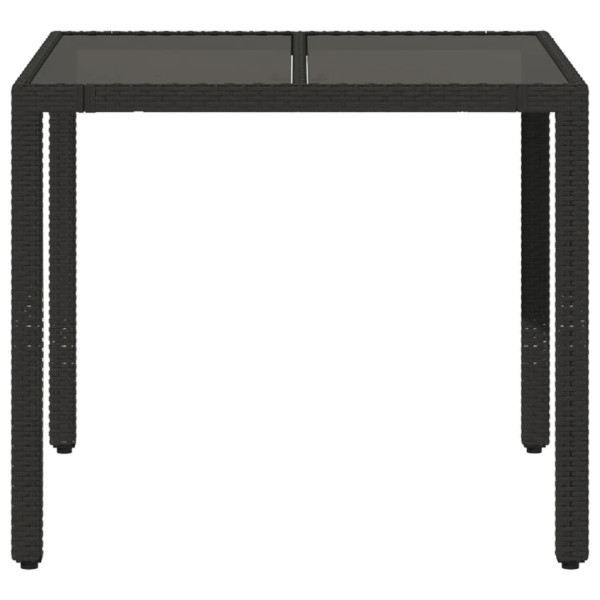 Mesa de jardín superficie de vidrio ratán PE negro 90x90x75 cm M 4
