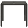 Mesa de jardín superficie de vidrio ratán PE negro 90x90x75 cm 4