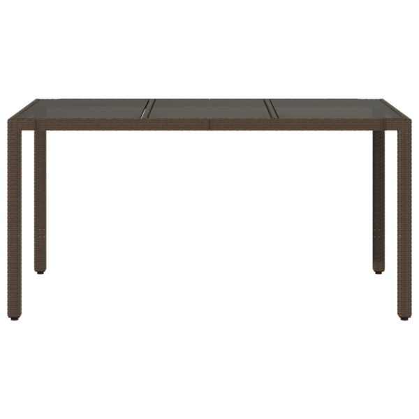 Mesa de jardim com tampo de vidro 150x90x75 cm vime PE castanho M 4