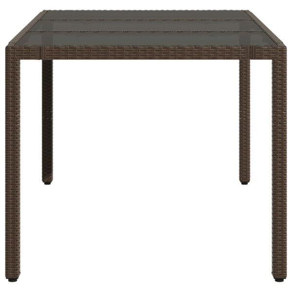 Mesa de jardim com tampo de vidro 150x90x75 cm vime PE castanho M 5