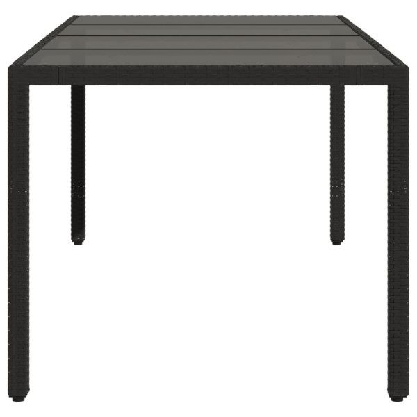 Mesa de jardín superficie de vidrio ratán PE negro 190x90x75 cm M 5