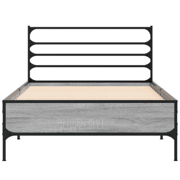 Estructura cama madera ingeniería metal gris Sonoma 90x190 cm M 4