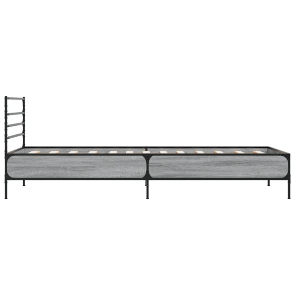 Estructura cama madera ingeniería metal gris Sonoma 90x190 cm M 5
