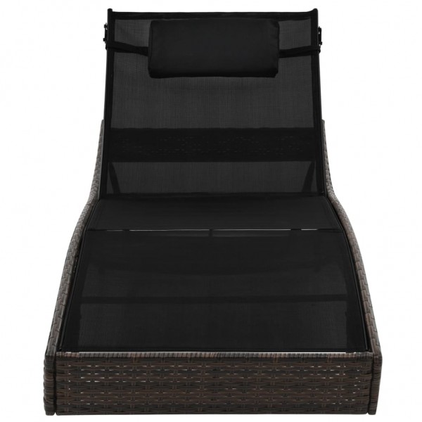 Espreguiçadeira com almofada vime PE castanho M 3