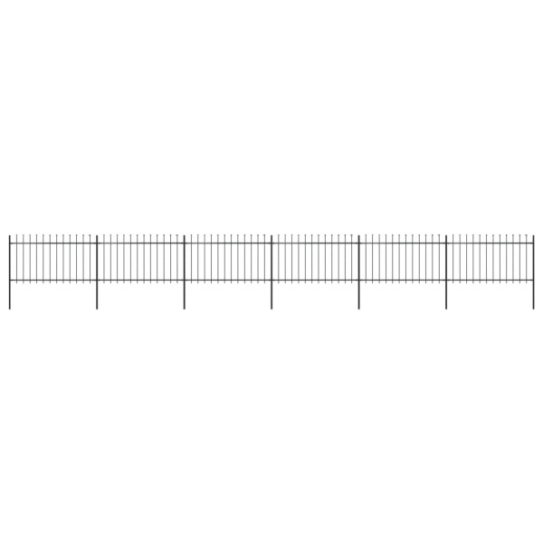 Valla de jardín con puntas de lanza acero negro 10.2x1 m D