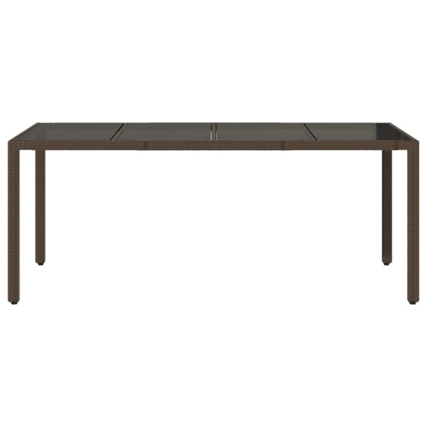 Mesa de jardim com tampo de vidro 190x90x75 cm vime PE castanho M 4