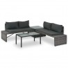 Conjunto lounge de jardim c/ almofadões 3 pcs vime PE cinzento 1