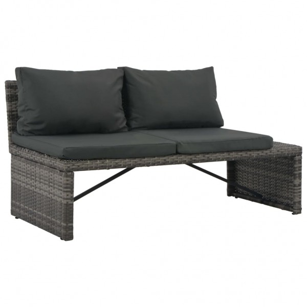Conjunto lounge de jardim c/ almofadões 3 pcs vime PE cinzento M 3