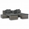 Conjunto lounge de jardim c/ almofadões 4 pcs vime PE cinzento 3