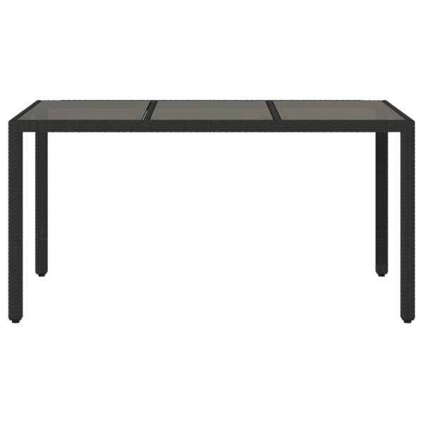 Mesa de jardín superficie de vidrio ratán PE negro 150x90x75 cm M 4