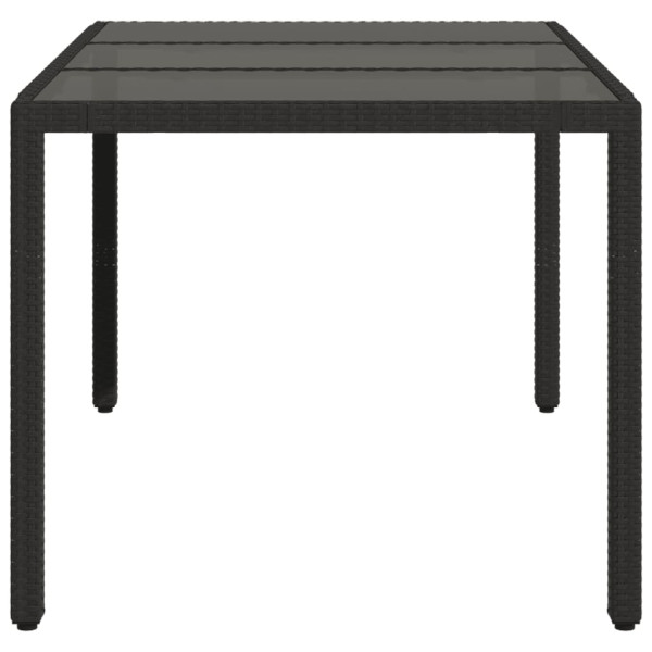 Mesa de jardín superficie de vidrio ratán PE negro 150x90x75 cm M 5