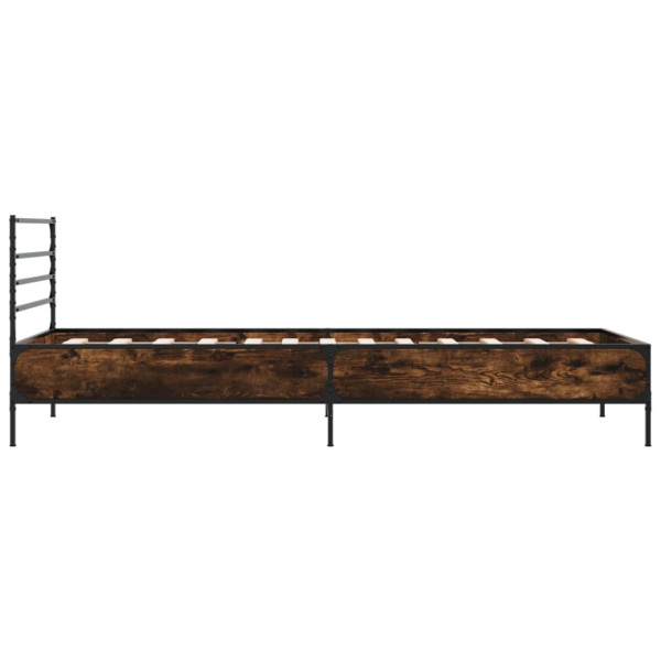 Estructura cama madera ingeniería metal roble ahumado 90x190 cm M 5
