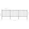 Valla de jardín con puntas de lanza acero negro 5.1x1.5 m 5