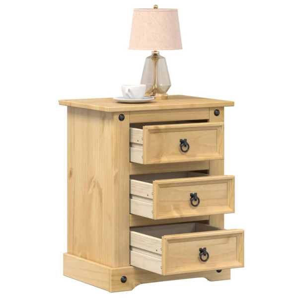 Mesita de noche Corona madera maciza de pino 53x39x66 cm D