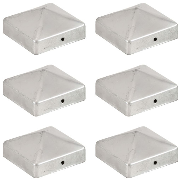 Tapas para postes de valla 6 uds metal galvanizado 71x71mm D