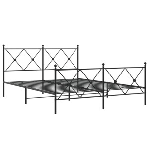 Estructura de cama cabecero y estribo metal negro 150x200 cm H