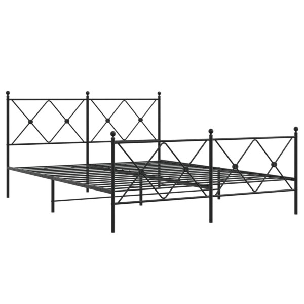 Estructura de cama cabecero y estribo metal negro 150x200 cm M 2