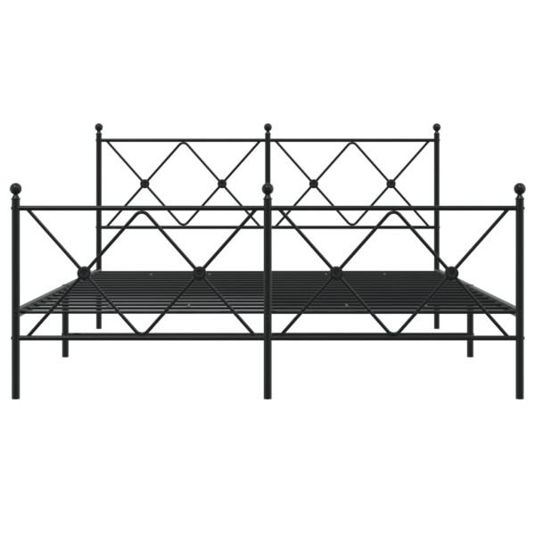 Estrutura de cama com cabeceira e pés 150x200 cm metal preto M 4