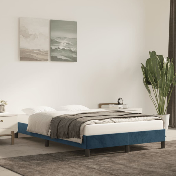Estrutura de cama com colchão azul escuro 120x190 cm Veludo M 3