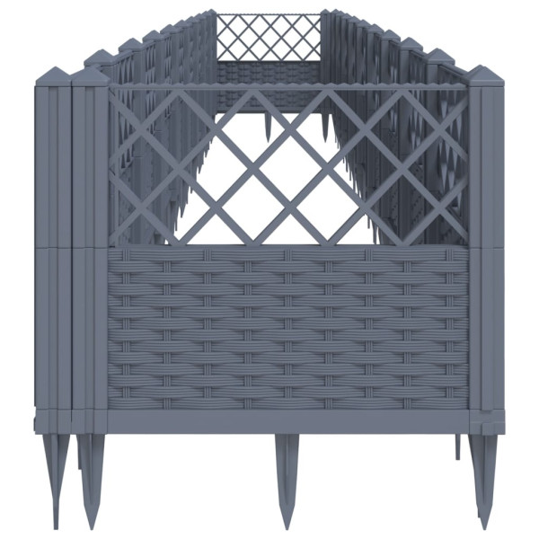 Vaso/floreira de jardim c/ estacas 363.5x43.5x43.5 cm PP cinzento azul M 4