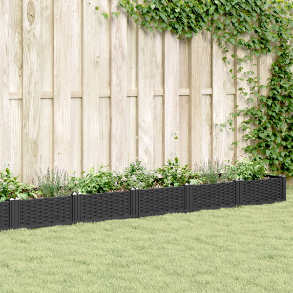Jardinera con clavijas PP negro 362.5x42.5x28.5 cm D