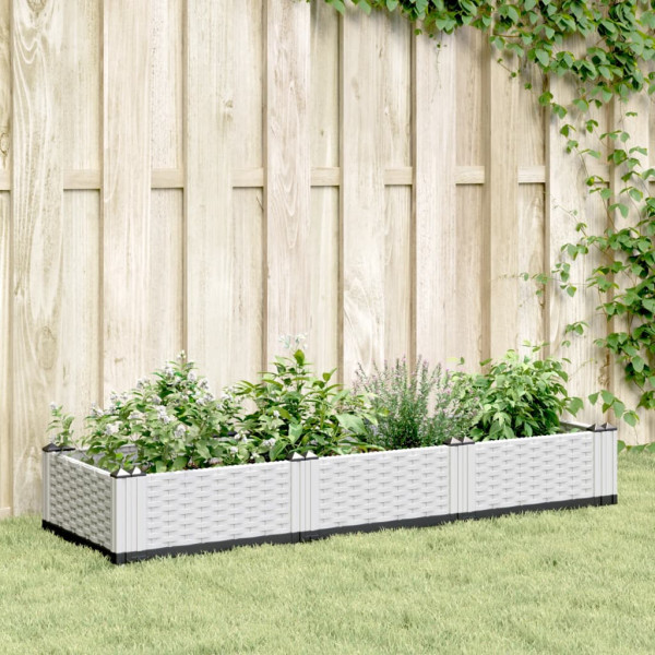 Jardinera con clavijas PP blanco 125x40x28.5 cm D