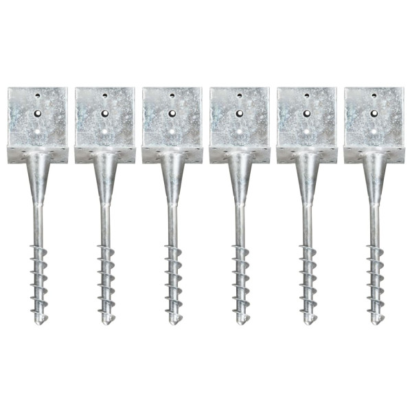 Picas de tierra 6 uds acero galvanizado plateado 14x14x58 cm D