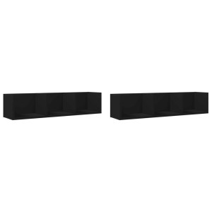 Muebles de pared 2 uds madera de ingeniería negro 75x18x16.5 cm H