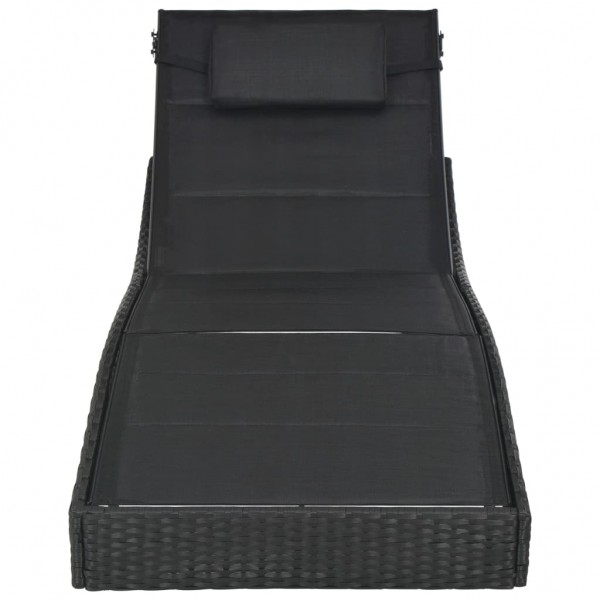 Espreguiçadeira em vime PE e textilene preto M 3