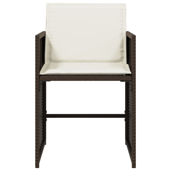 Cadeiras de jardim com almofadões 4 pcs vime PE castanho M 5