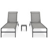 Espreguiçadeiras com mesa 2 pcs textilene e aço 2