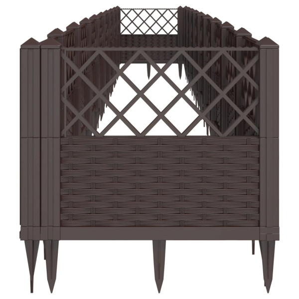 Jardinera con clavijas PP marrón 363.5x43.5x43.5 cm M 4
