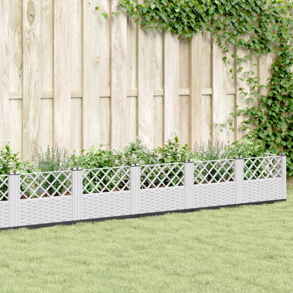 Jardinera con clavijas PP blanco 363.5x43.5x43.5 cm D