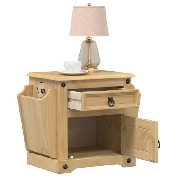 Mesita de noche Corona madera maciza de pino 45x35x47.5 cm D