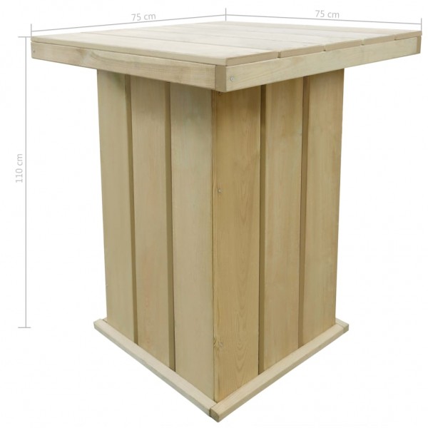 Mesa de bar de madera de pino impregnada 75x75x110 cm M 2