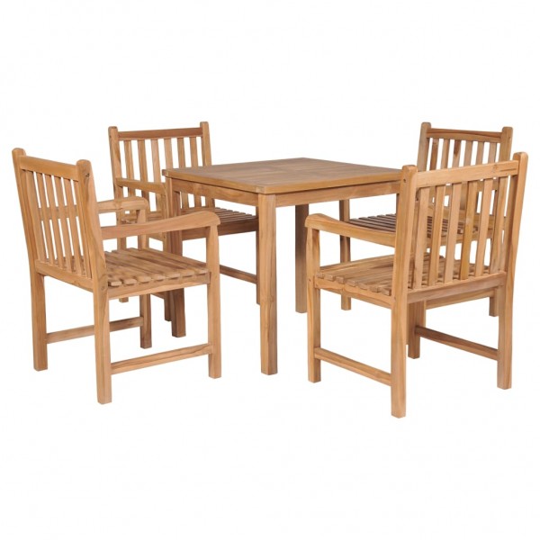 Set de comedor exterior 5 piezas de madera maciza de teca D