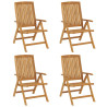 Cadeiras de jardim reclináveis c/ almofadões 4 pcs teca maciça 3