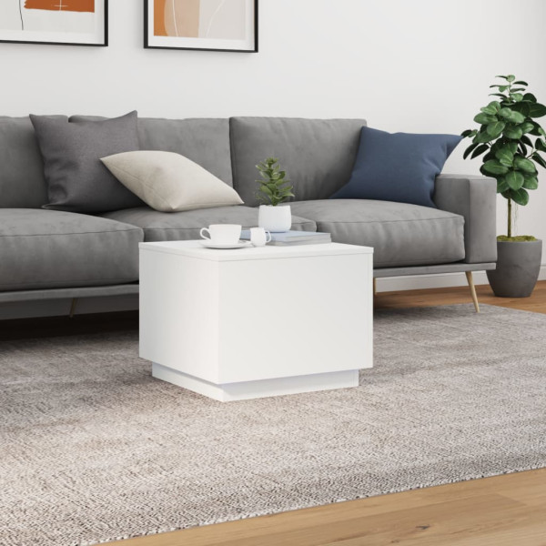 Mesa de centro com luzes LED 50x50x40 cm branco M 4