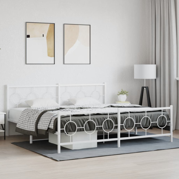 Estructura cama metal con cabecero y estribo blanco 200x200 cm M 3