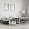 Estrutura de cama com cabeceira e pés 200x200 cm metal branco 3