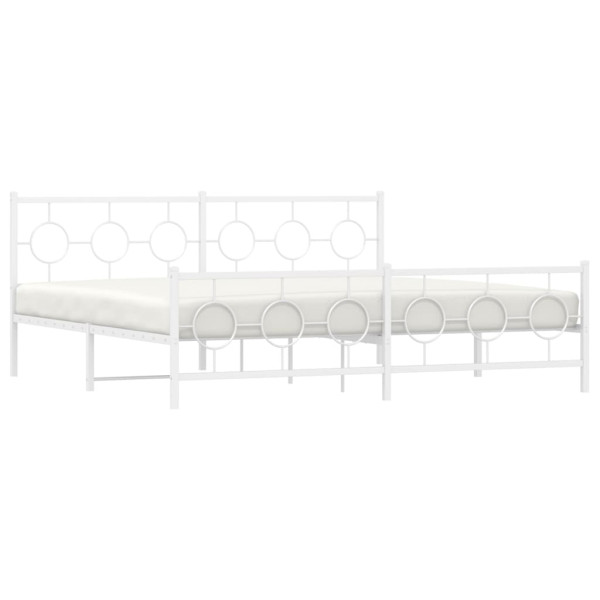Estrutura de cama com cabeceira e pés 200x200 cm metal branco M 4