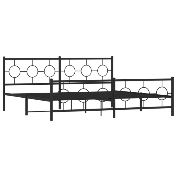 Estructura de cama cabecero y estribo metal negro 200x200 cm M 2