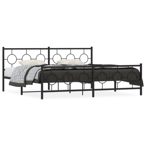 Estructura de cama cabecero y estribo metal negro 200x200 cm M 3